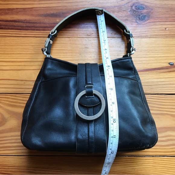 Ann Taylor Black Leather Silver Magnet Closure, EUC, 10” - Picture 7 of 12